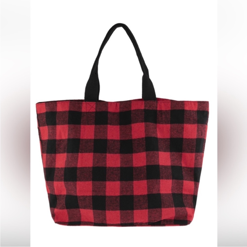 Plaid Tote Bag - Red and Black